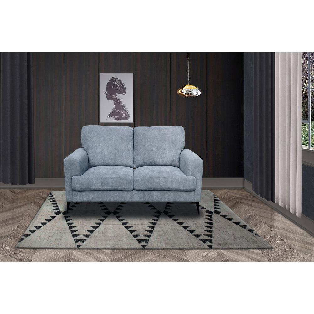 Gray Fabric Loveseat with Black Metal Legs