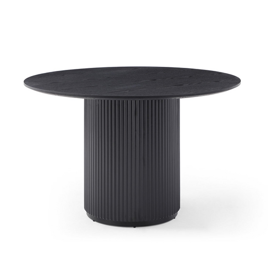 Black Round Dining Table, MDF handcraft Pedestal Dining Room Table -47.2" L x 47.2" W x 29.5" H