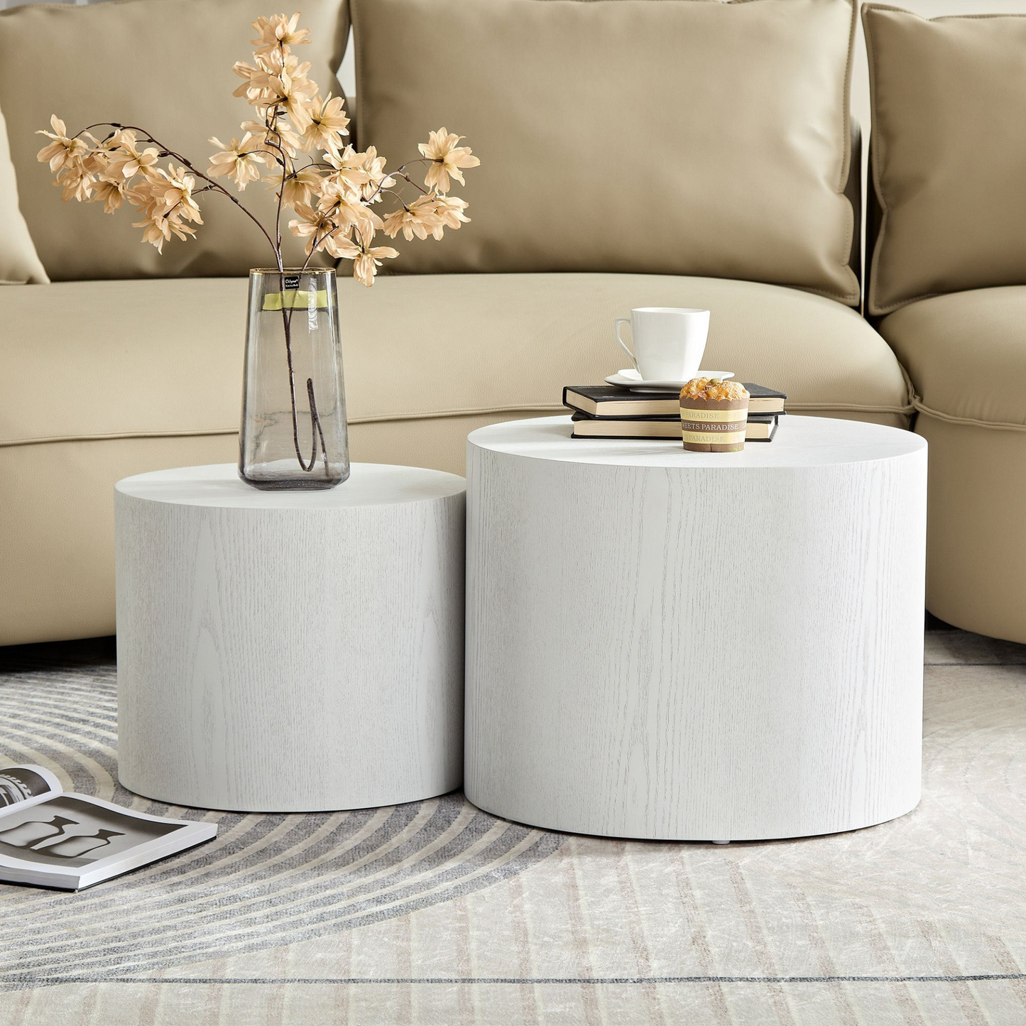 Round Coffee Table/End Table Nesting table (Set of 2)