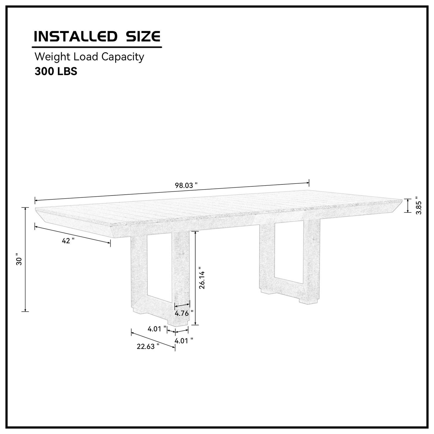 Rectangluar Dining Table(98*42*30inch) for 8-10 Person Tabletop Farmhouse Furniture Pine Wood stretchable dining table Dark Gray