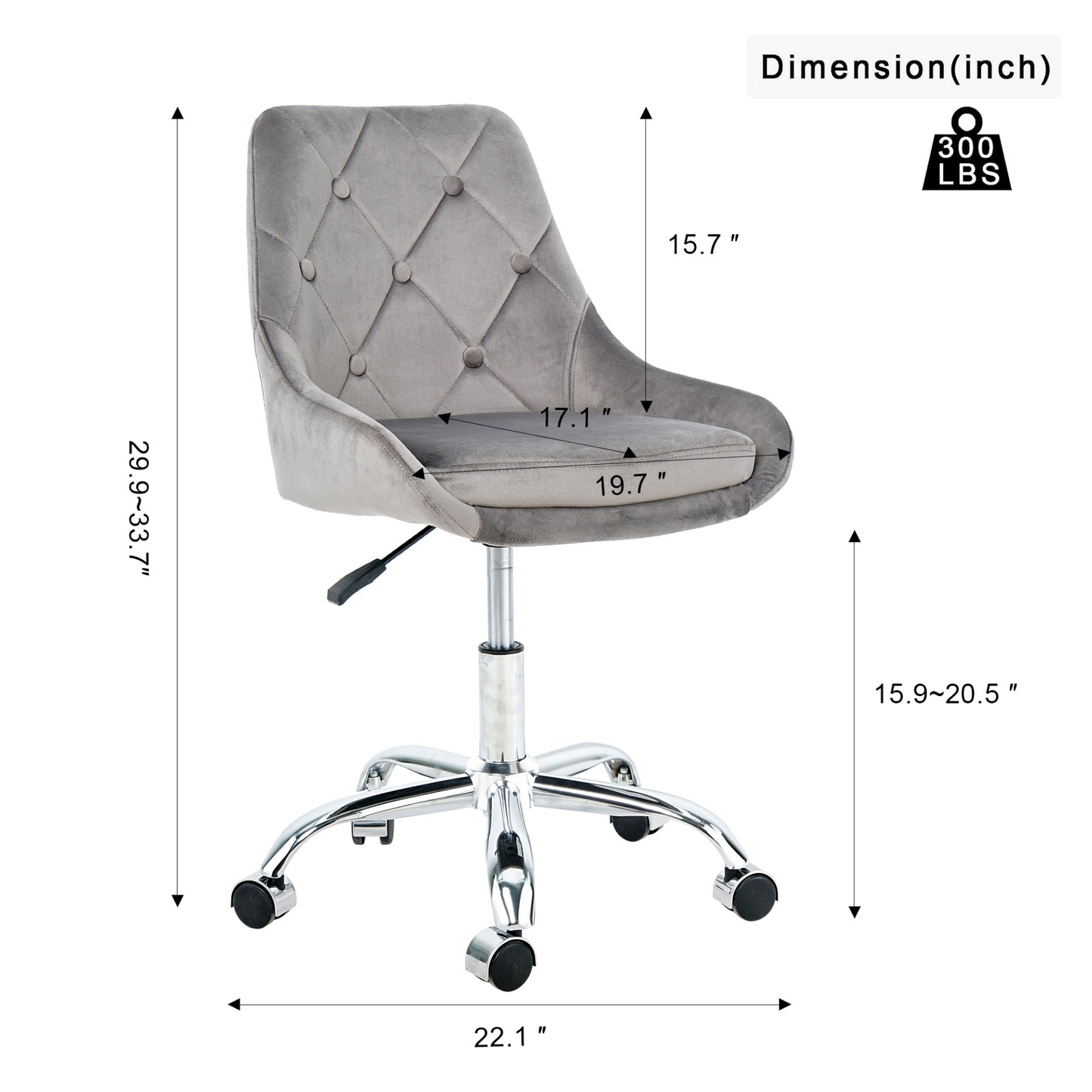 Modern Velvet Fabric Desk Chair w/Chrome Legs