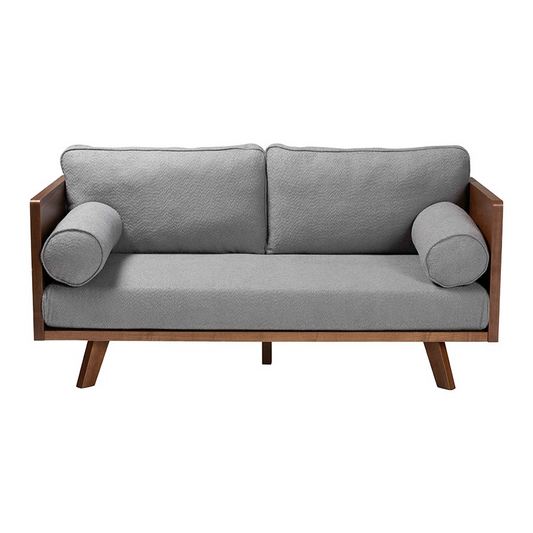 Uriel Mid-Century Modern Grey Boucle Fabric Sofa