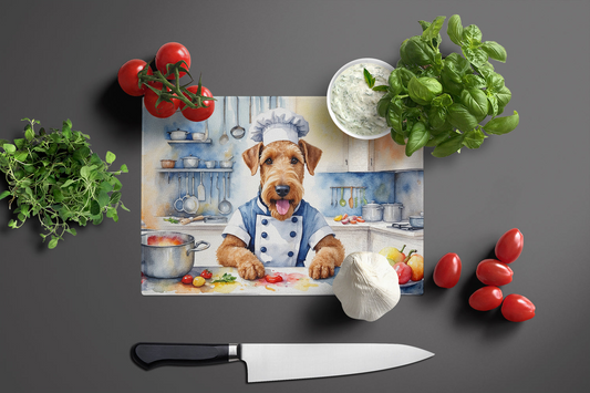 Airedale Terrier The Chef Glass Cutting Board