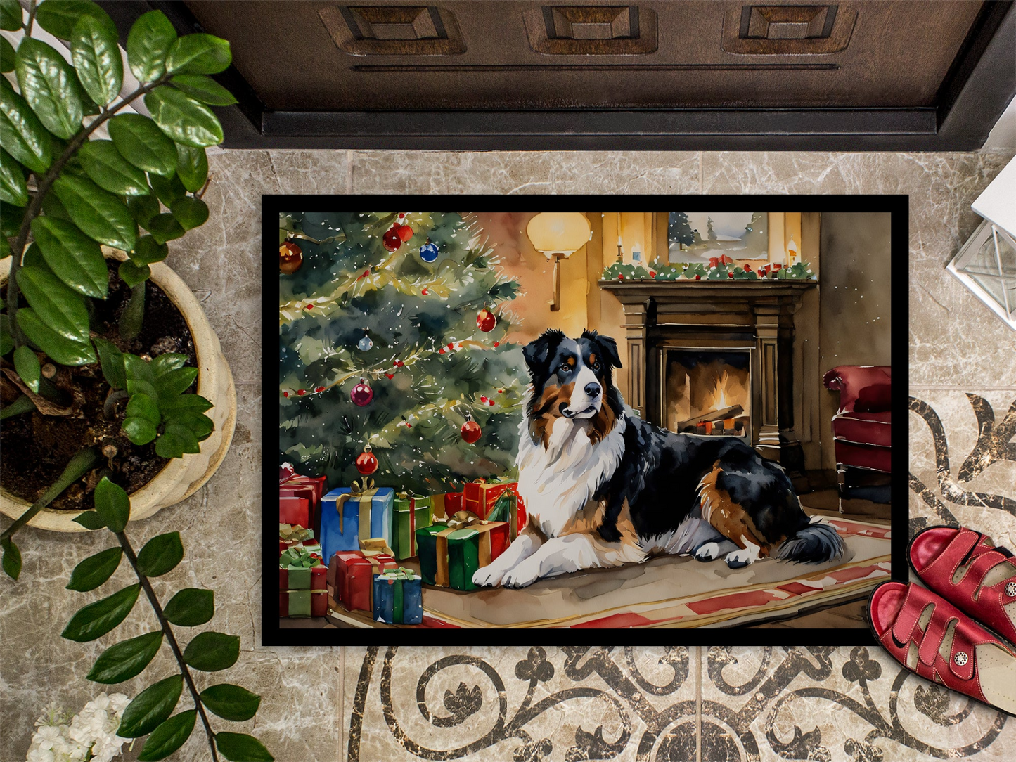 Australian Shepherd Cozy Christmas Doormat