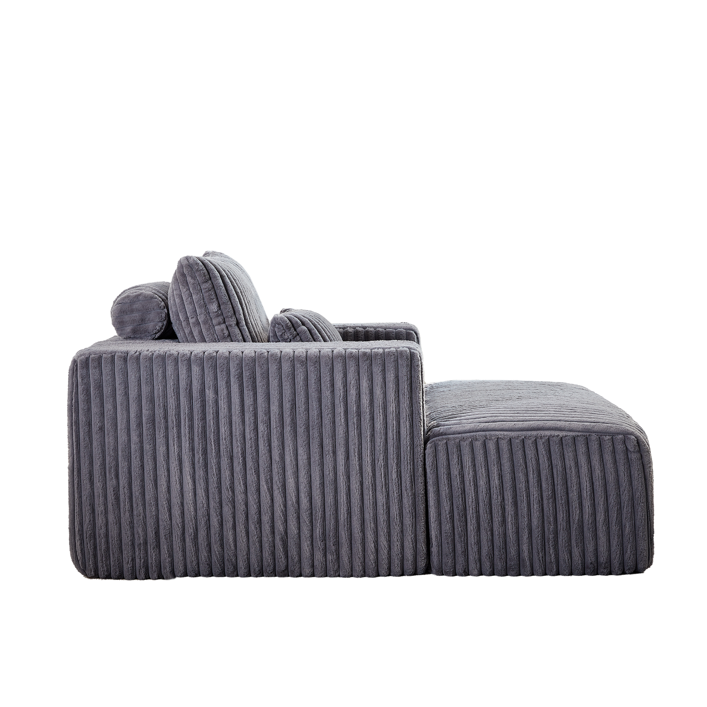 Corduroy Sponge Lounge Chair w/Removable Footrest, Fluffy Modern Sleeper Chair