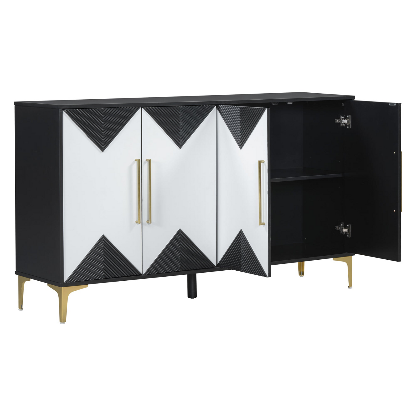 Cabinet Four-Door w/Two-Tone Triangular Pattern Doors