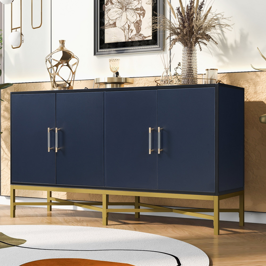 Four-Door Sideboard w/Metal and Cross-Leg Design