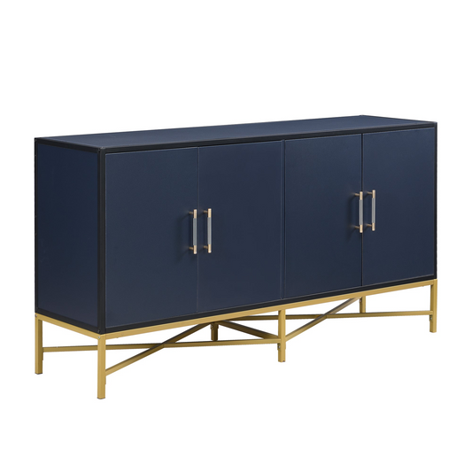 Four-Door Sideboard w/Metal and Cross-Leg Design