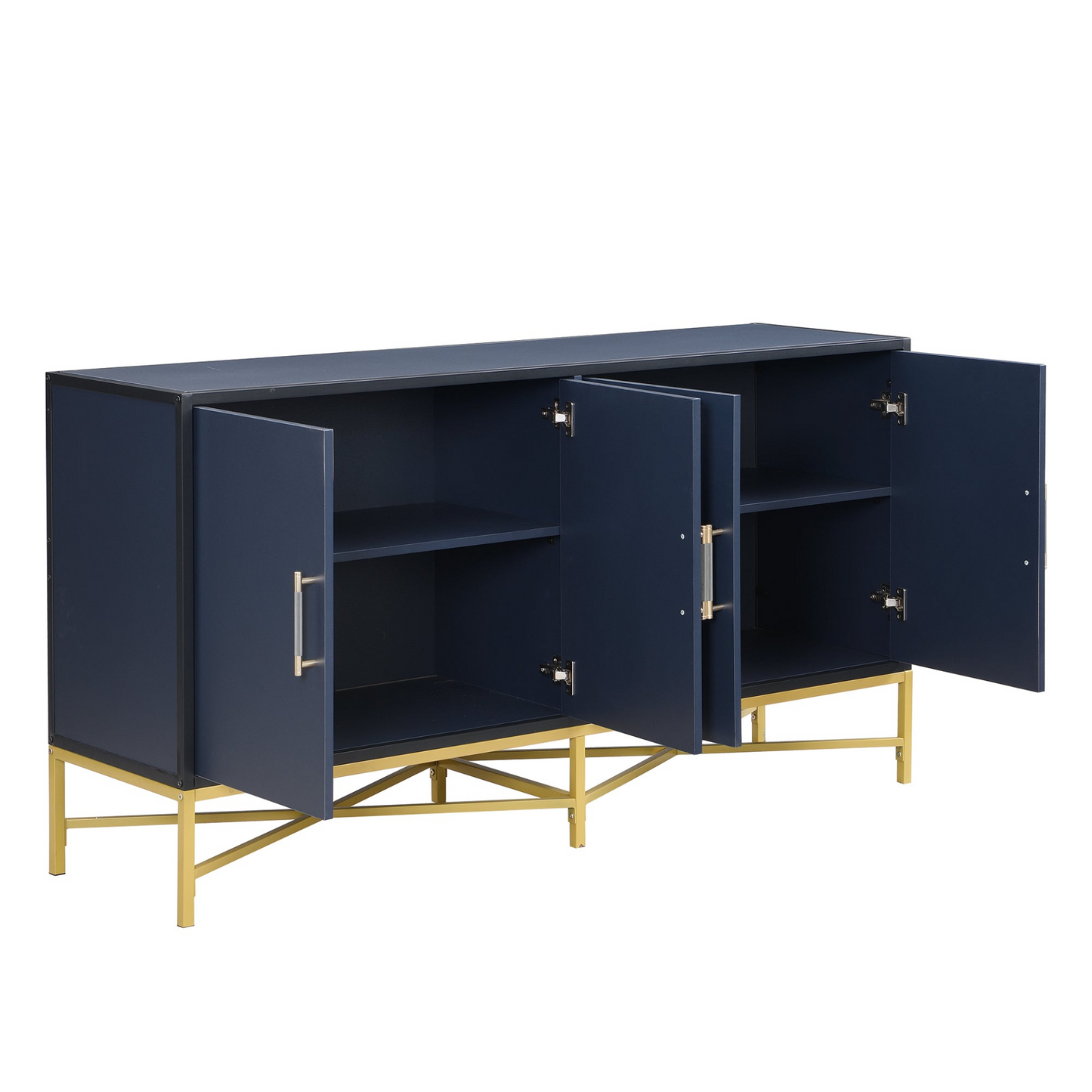 Four-Door Sideboard w/Metal and Cross-Leg Design