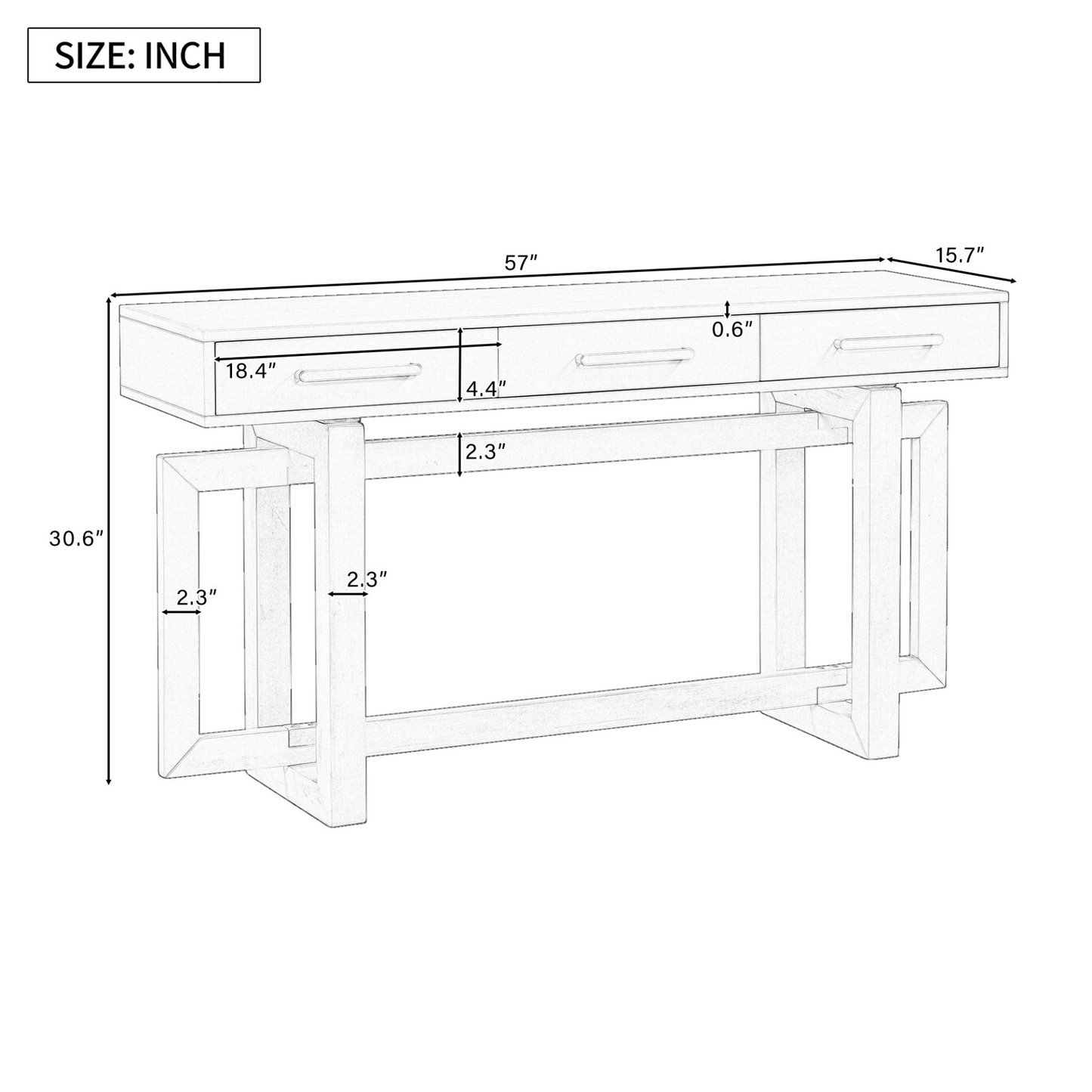 Elegant Console Table w/Three Drawers