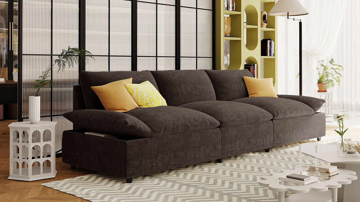 3 Seater Sofa w/2 Storage Units