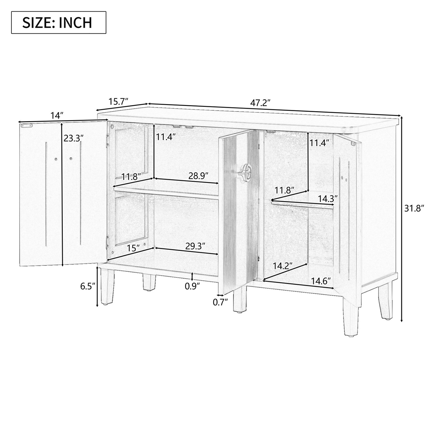 Simple and Atmospheric Solid Wood Veneer Fraxinus Mandschuric Cabinet with Three Acacia Solid Doors,Adjustable, Suitable for Study, Corridors,and Entrances.