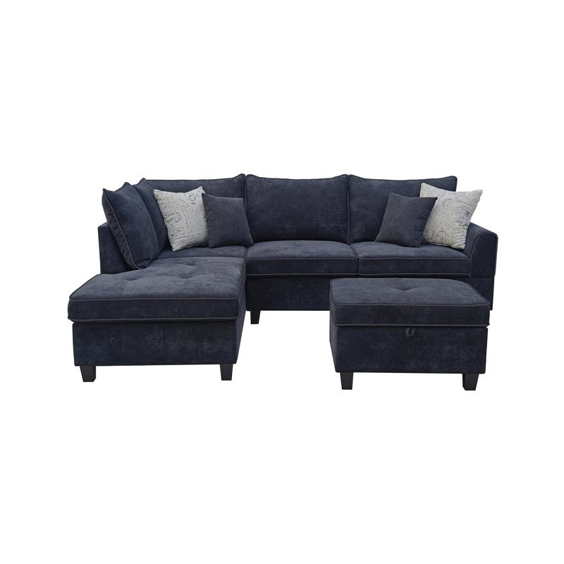 Sectional Sofa w/Left-Facing Chaise Storage Ottoman