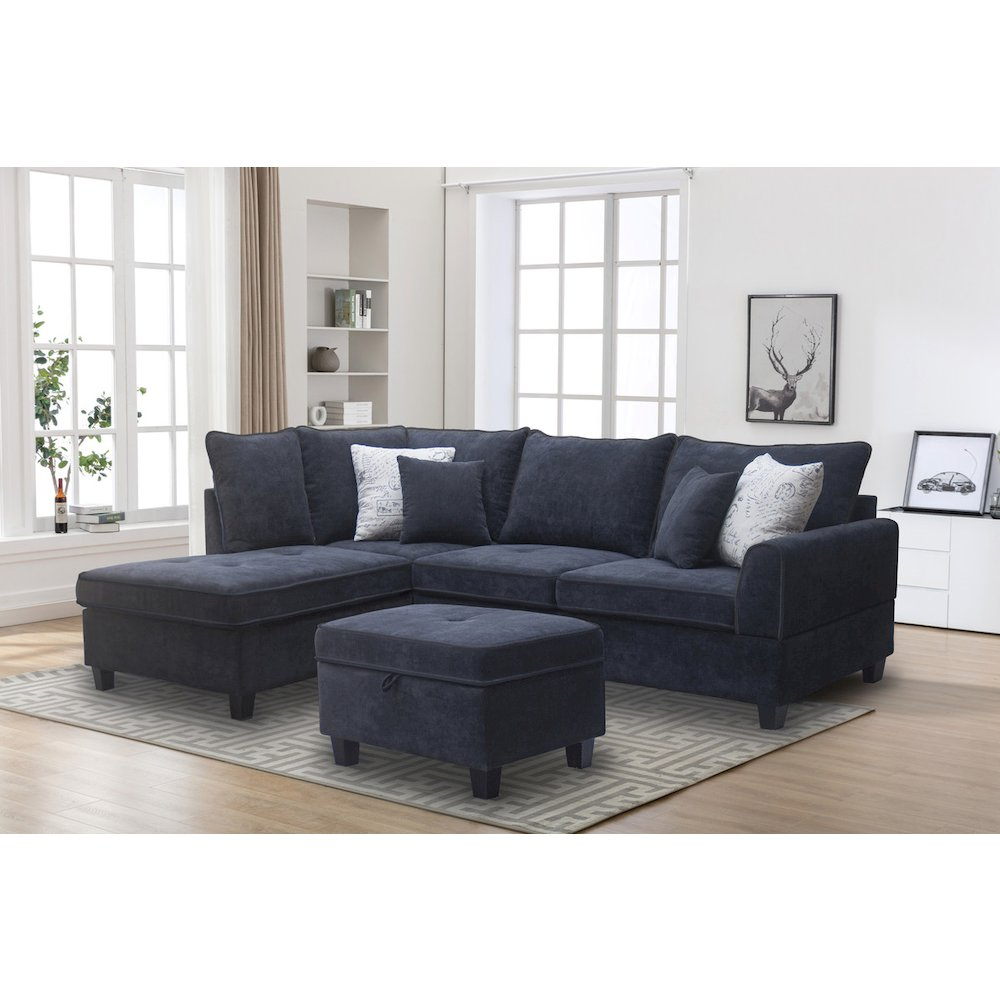 Sectional Sofa w/Left-Facing Chaise Storage Ottoman