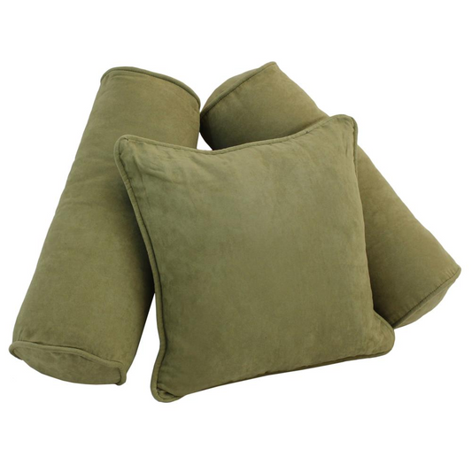 Double-corded Solid Microsuede Throw Pillows w/Inserts (Set of 3)