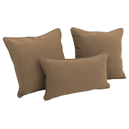 Double-corded Solid Twill Throw Pillows w/Inserts (Set of 3)