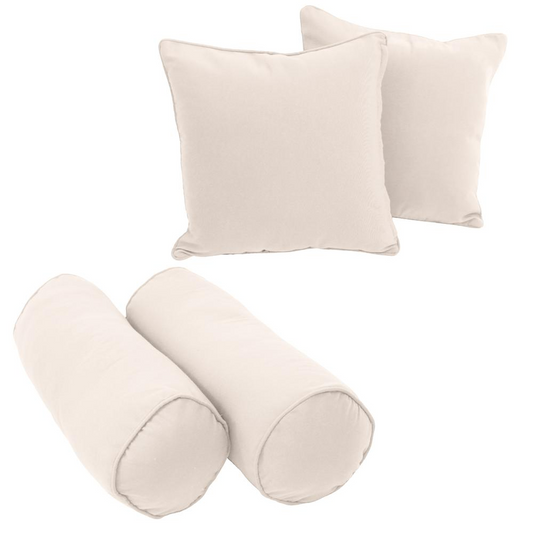 Double-corded Solid Twill Throw Pillows w/Inserts (Set of 4)