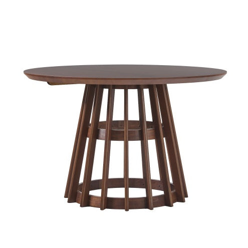 Modern Round Solid Wood Dining Table w/Pedestal Base