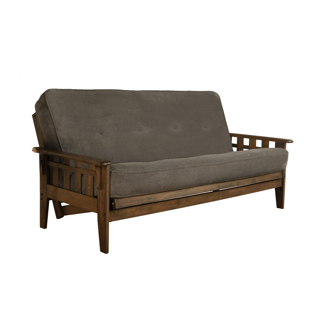 Tucson Frame-Rustic Walnut Finish-Marmont Thunder Mattress (NO STORAGE DRAWERS)