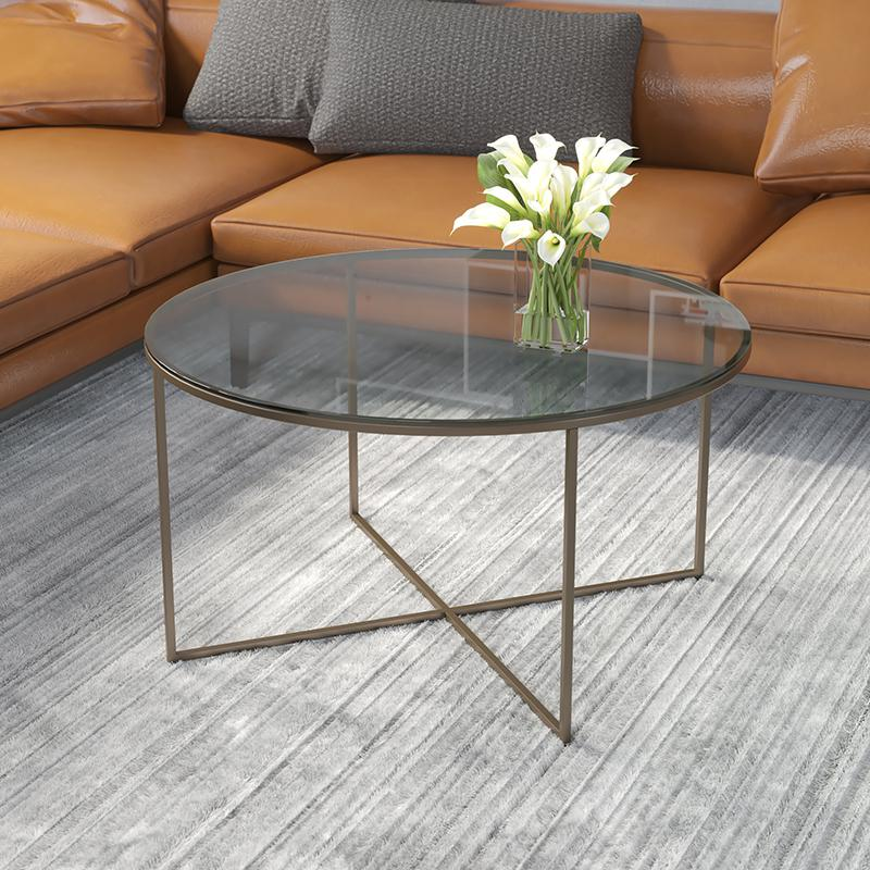 Clear Glass Coffee Table w/Crisscross Frame