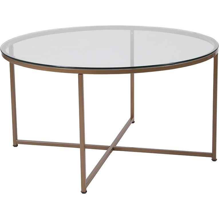 Clear Glass Coffee Table w/Crisscross Frame