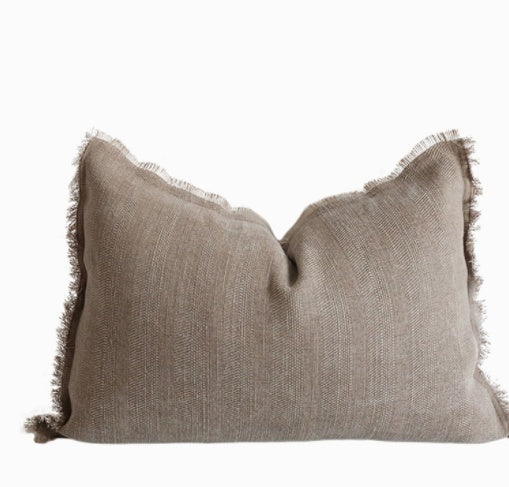 Summer Raw Edge Cotton and Linen Decorative Pillow