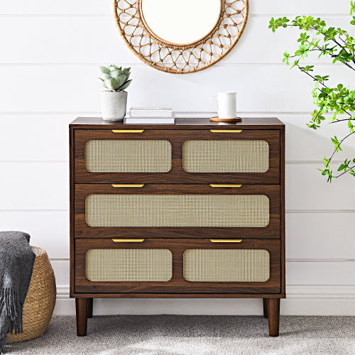 Solid Wood 3-drawer Accent Table