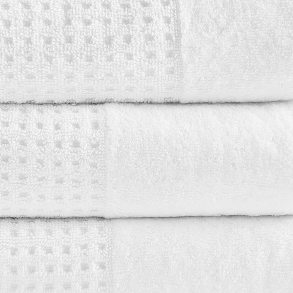 100% Cotton Waffle Jacquard Antimicrobial Bath Towel -6 Piece Set