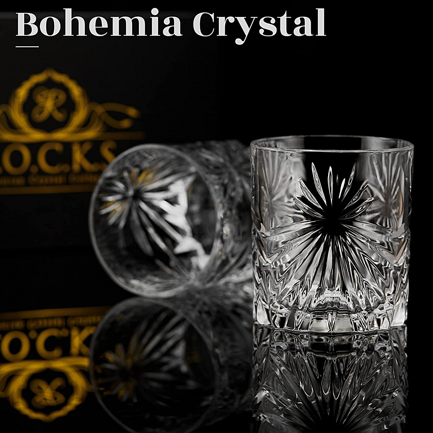 Crystal Whiskey Glasses - (Set of 2) Soleil Glass Tumblers (10.7oz)