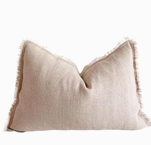 Summer Raw Edge Cotton and Linen Decorative Pillow