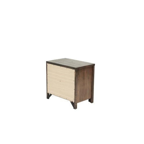 Oak Finish Wood Nightstand 2x Drawers