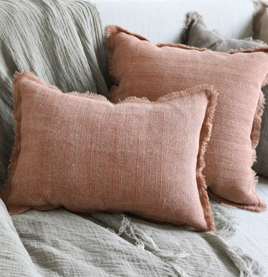 Summer Raw Edge Cotton and Linen Decorative Pillow