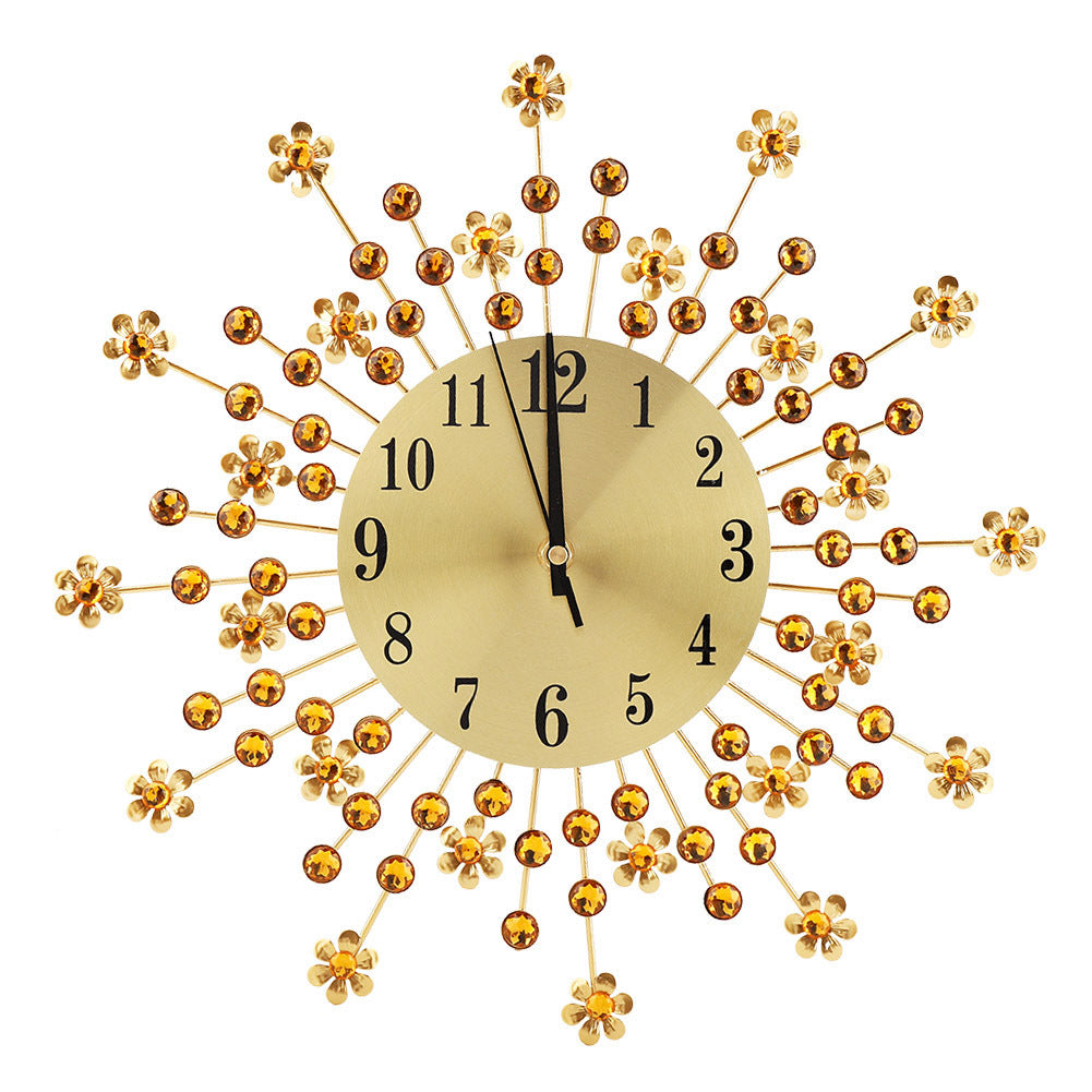 Iron European Style Flower Shaped Wall Clock