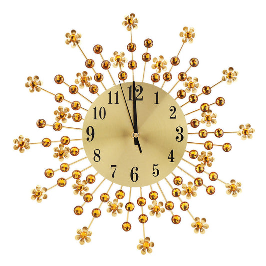 Iron European Style Flower Shaped Wall Clock