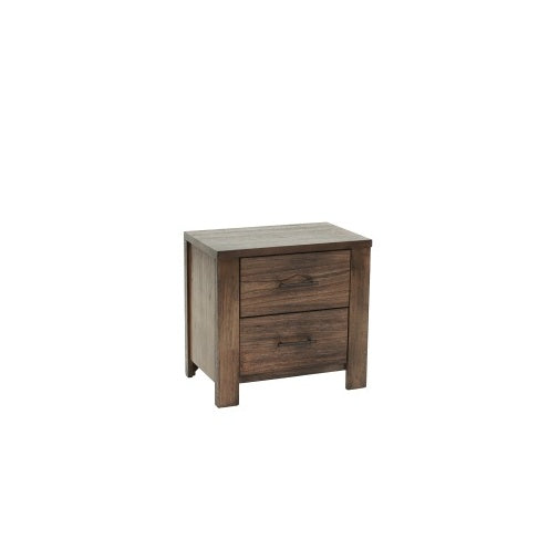 Oak Finish Wood Nightstand 2x Drawers