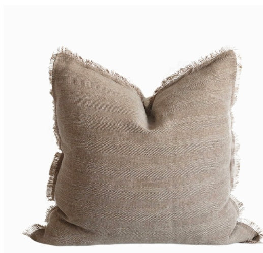 Summer Raw Edge Cotton and Linen Decorative Pillow