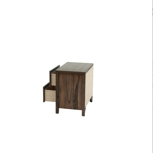 Oak Finish Wood Nightstand 2x Drawers