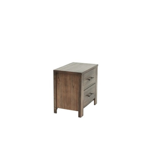 Oak Finish Wood Nightstand 2x Drawers