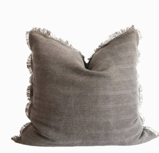 Summer Raw Edge Cotton and Linen Decorative Pillow