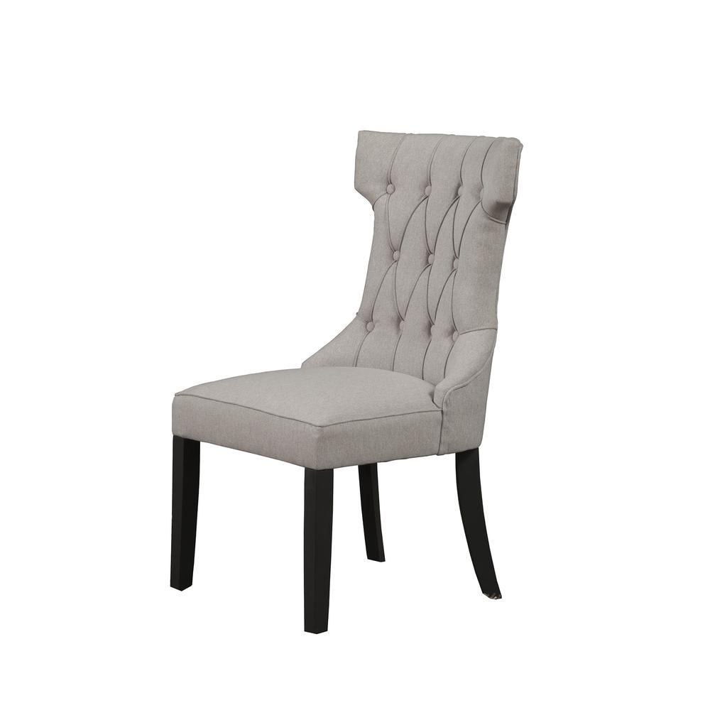 Manchester Set of 2 Upholstered Side Chairs, Light Grey/Black