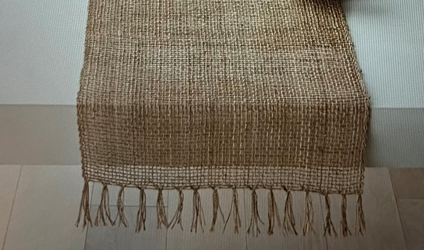 Natural Jute Table Runner w/Tassel