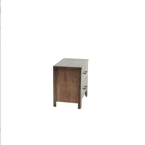 Oak Finish Wood Nightstand 2x Drawers