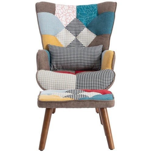 Patchwork Chair and Ottoman