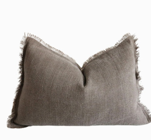 Summer Raw Edge Cotton and Linen Decorative Pillow