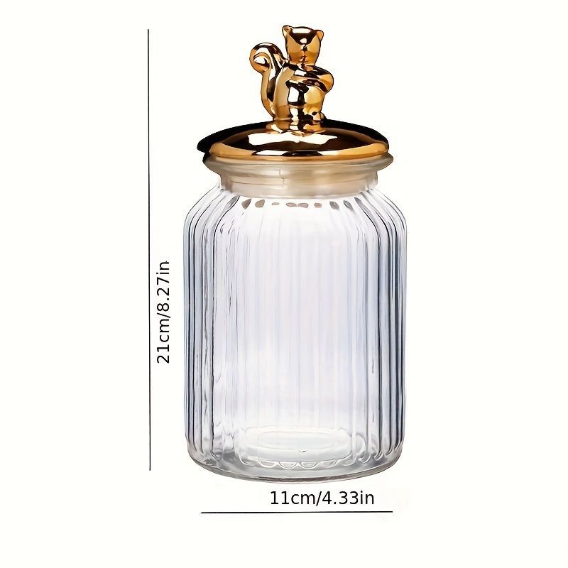 Glass Sealed Jar w/ Lid Golden Animal Decoration