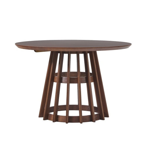 Modern Round Solid Wood Dining Table w/Pedestal Base