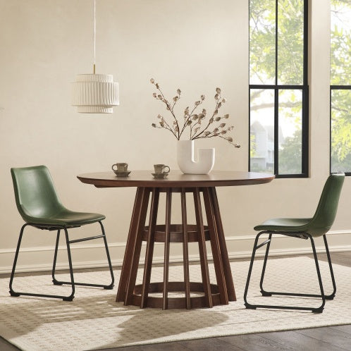 Modern Round Solid Wood Dining Table w/Pedestal Base