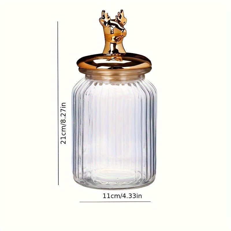 Glass Sealed Jar w/ Lid Golden Animal Decoration