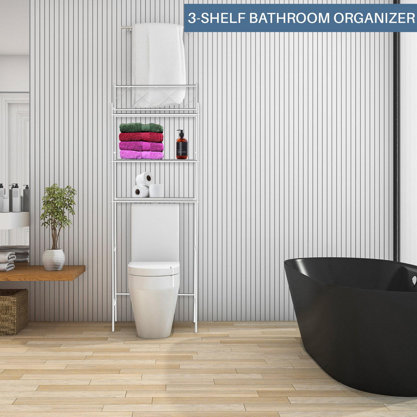 Bathroom Space Saver /3-Shelf Metal Bathroom  Over The Toilet Organizer