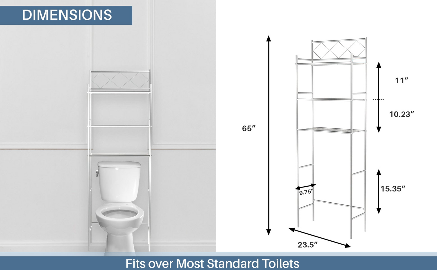 Bathroom Space Saver /3-Shelf Metal Bathroom  Over The Toilet Organizer